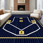 Dark Blue Geometric Lined Abstract Rug