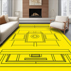 Bold Yellow Geometric Architectural Plan Rug