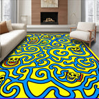 Bold Yellow Skull Swirls Rug