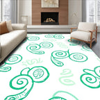 Whimsical Green Swirl Nautilus Shells Rug