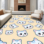 Cute Light Blue Striped Cats Repeating Pattern Rug