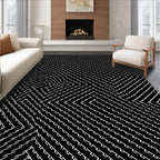 Monochromatic Abstract Interlocking Lines Rug
