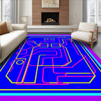 Neon Pink Yellow Line Abstract Robot Rug