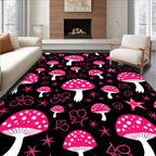 Hot Pink Mushroom Star Doodle Rug