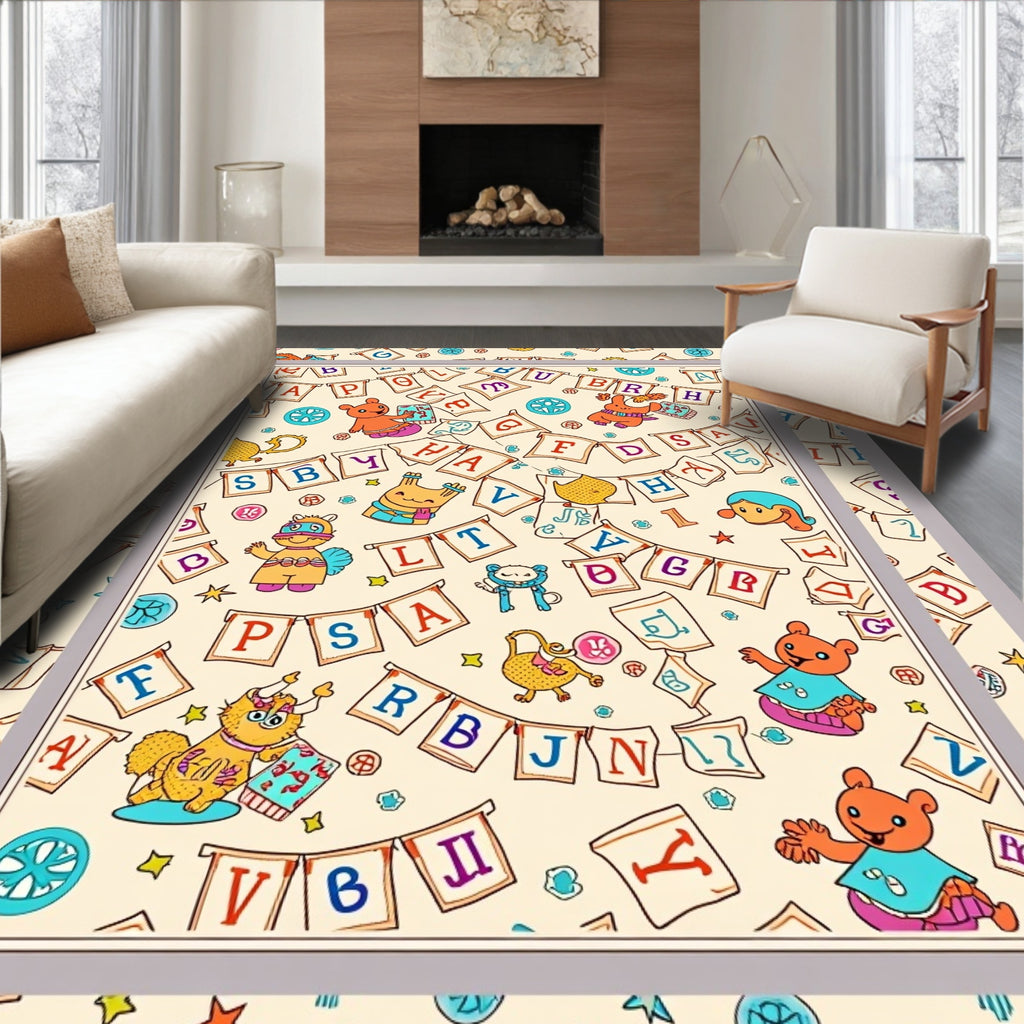 Playful Animals Alphabet Bunting Rug