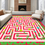 Whimsical Garden Maze Butterflies and Flowers Rug