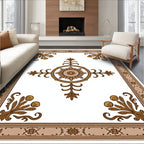 Grand Floral Medallion Brown Ochre Rug