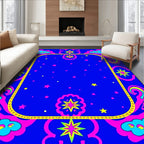 Vibrant Pink Blue Starry Cloud Medallion Rug