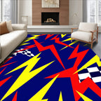 Bold Red Yellow Lightning Checks Rug