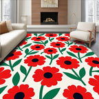 Bold Scarlet Bloom Composition Rug