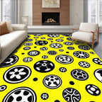 Black White Circles Abstract Modern Rug