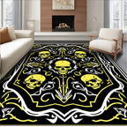 Gothic Yellow Skull Black Border Rug