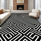 Monochrome Interlocking Lines Rug