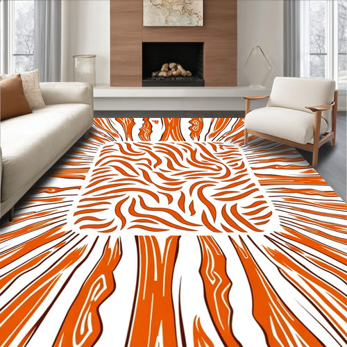 Abstract Orange Wood Grain Rug