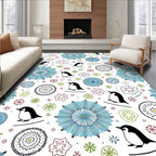 Cute Penguin Stars Medallion Wonder Rug