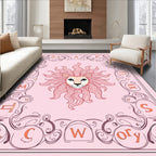 Pink Sun Lion Leo Zodiac Frame Rug