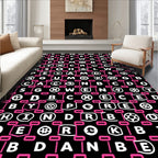 Black White Pink Alphabet Scatter Rug