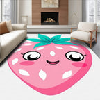 Cute Pink Strawberry Face Art Rug