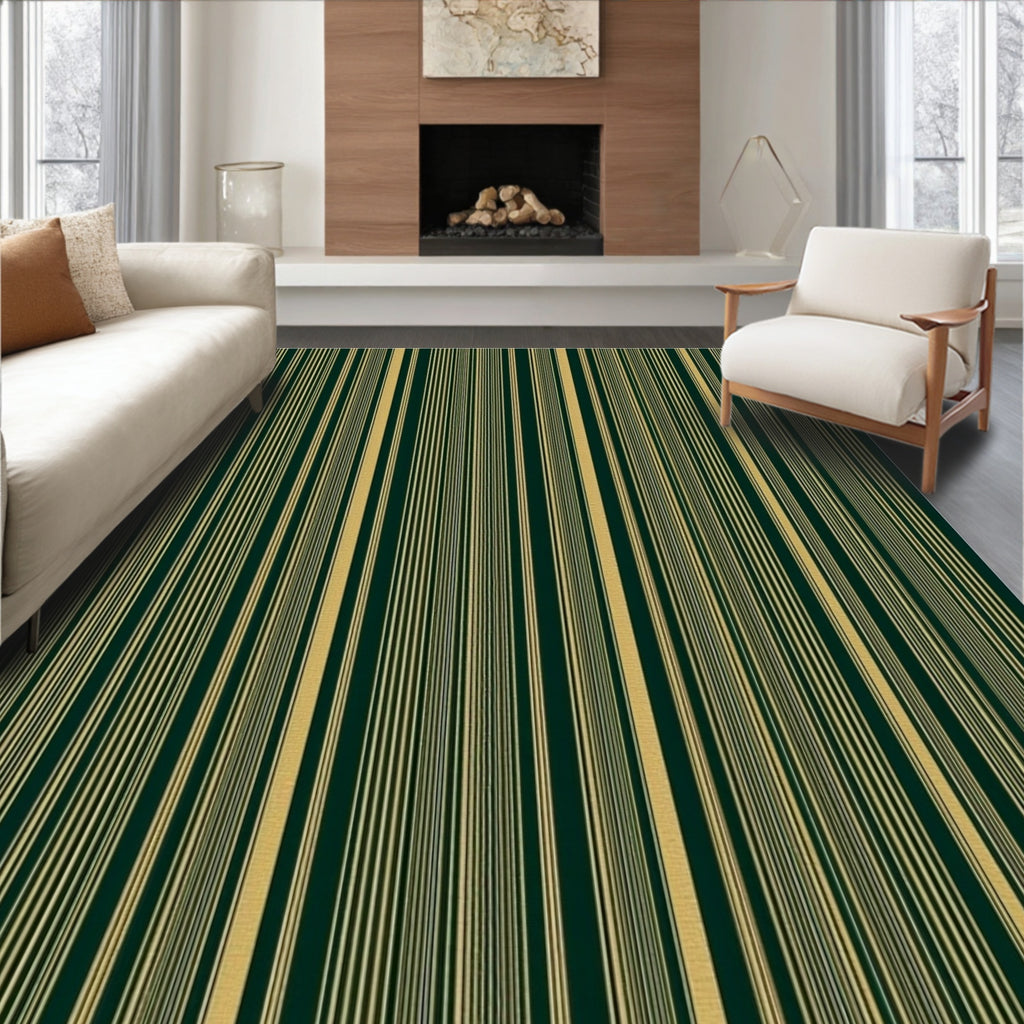 Deep Forest Gold Vertical Stripe Rug