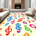 Multicolor Musical Notes Scattered Design Rug