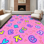 Pink Playful Alphabet Collage Rug