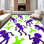 Purple Dancing Skeletons Lime Shapes Rug