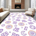 Whimsical Purple Alphabet Donut Delight Rug