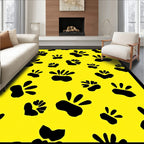 Bright Yellow Black Paw Prints Scatter Rug