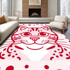Pink Polka Dot Cat Face Rug