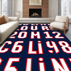 Bold Navy White Letter Number Rug
