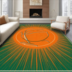 Radiant Orange Green Burst Medallion Rug