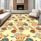 Whimsical Cartoon Bear Yellow Repeating Rug