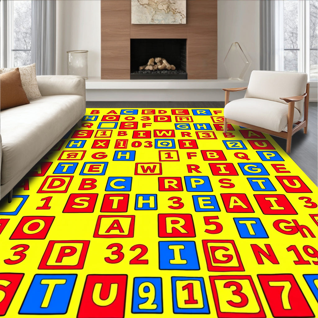 Alphabetical Cubes Colorful Pop Art Rug