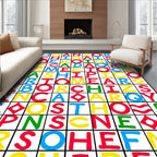 Bold Multicolored Alphabet Grid Rug