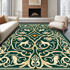 Emerald Green Art Nouveau Animal Medallion Rug