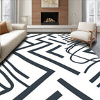 Dark Slate Geometric Abstract Lines Rug