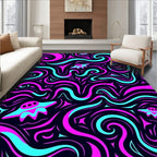 Neon Pink Teal Flying Saucer Swirls Rug