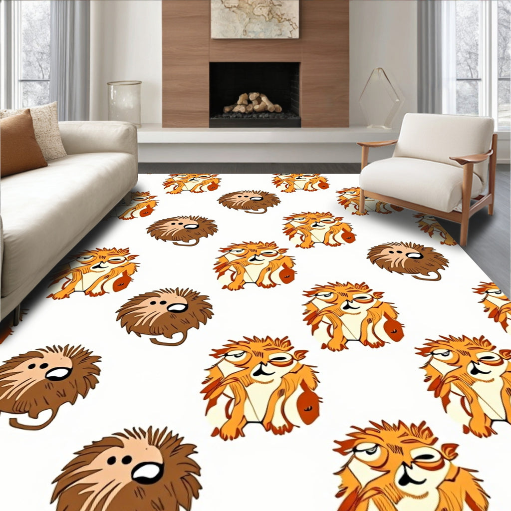 Whimsical Orange Critter Repeat Rug
