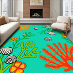 Turquoise Ocean Life Shell Garden Rug
