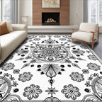 Black intricate floral mandala Rug