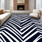 Deep Navy White Jagged Chevron Rug