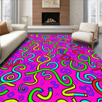 Vibrant Neon Scribble Abstract Rug