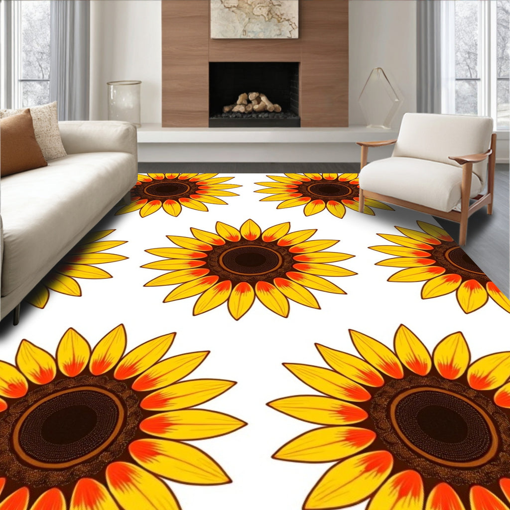 Golden Yellow Sunflowers Repeat Rug