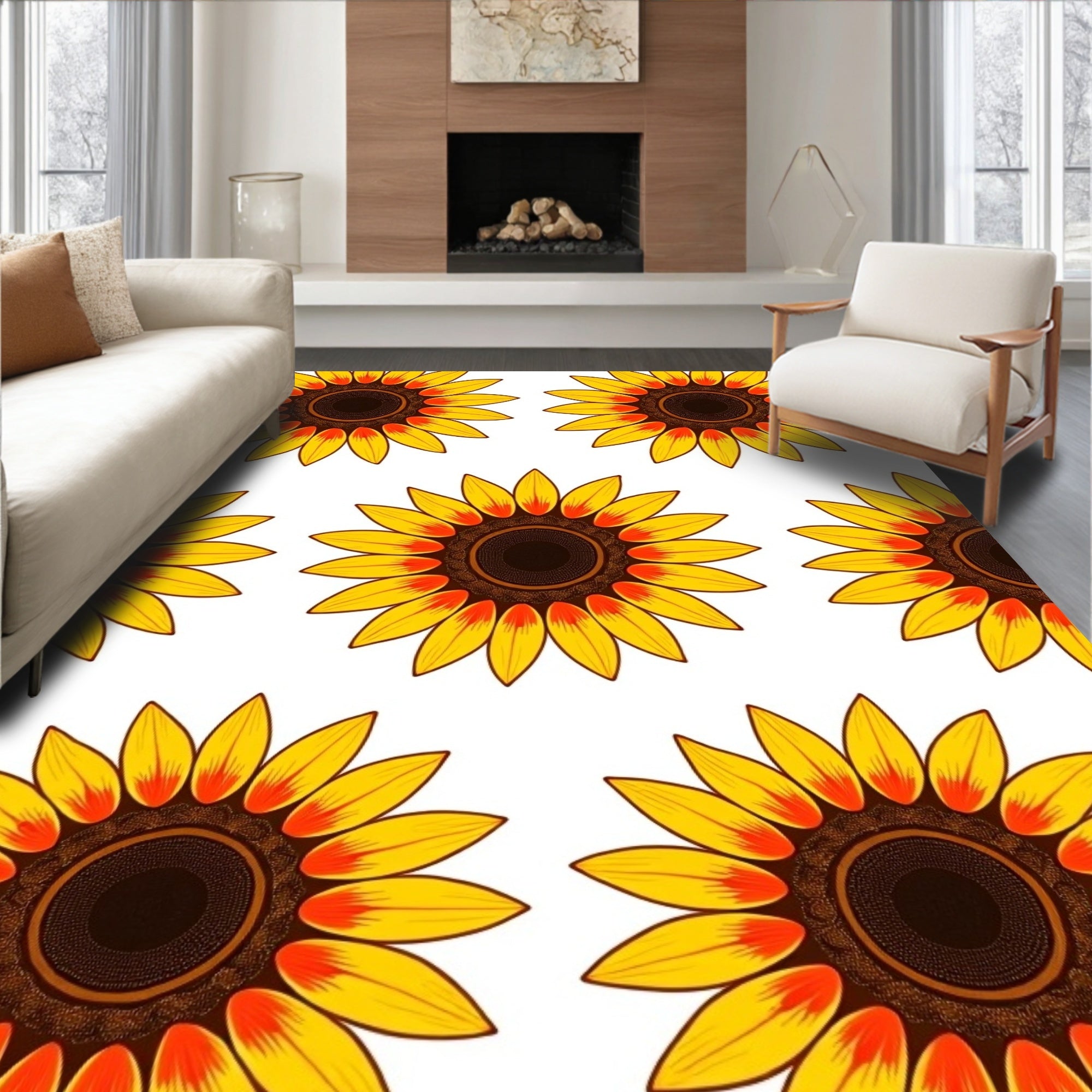 Golden Yellow Sunflowers Repeat Rug
