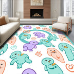 Cute Playful Critter Pastel Characters Rug