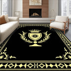 Black Golden Crest Laurel Wreath Rug