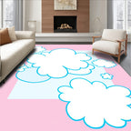 Whimsical Pink Cloudscape Abstract Rug