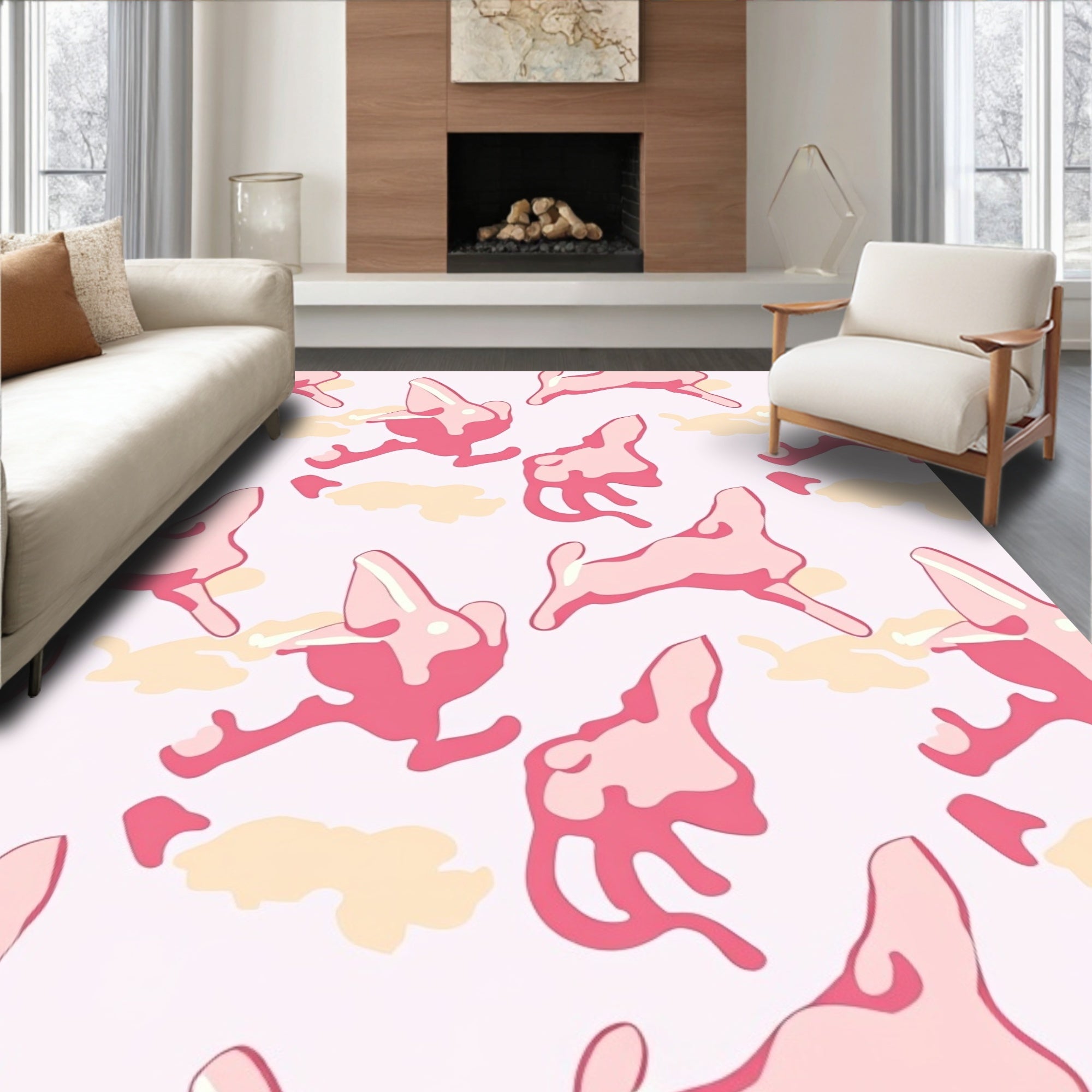 Pink Rabbit Camouflage Seamless Rug