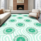 Aqua Floral Starburst Striped Rug