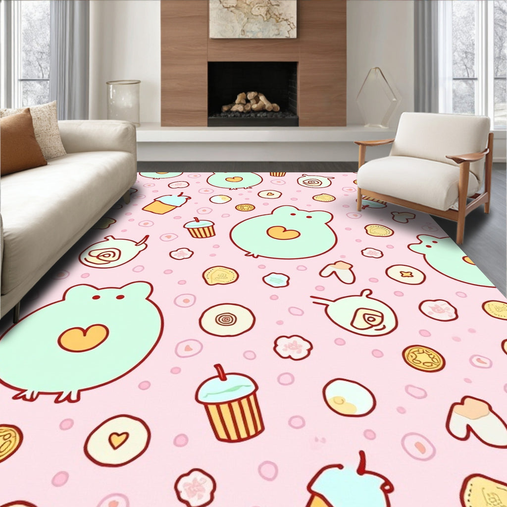 Cute Mint Green Froggy Treats Rug
